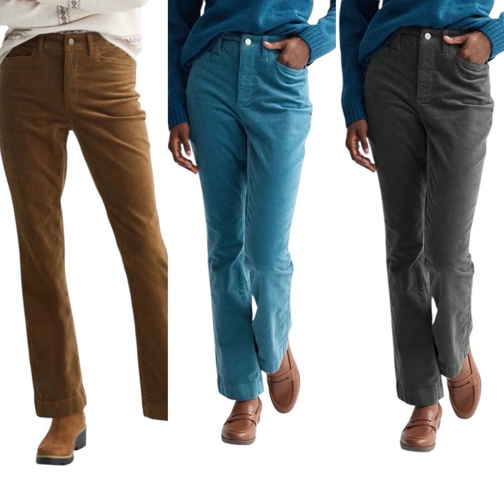 Croft and Barrow Bootcut Corduroy Pants Bundle Tan Teal Gray Womens 16 Short